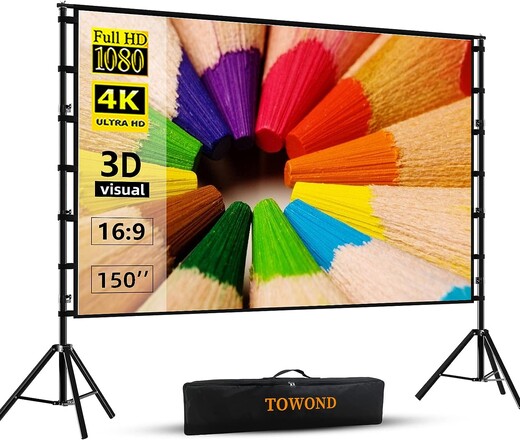 Projector Screen and Stand,Towond 150 inch Indoor Outdoor Projection Screen, Por